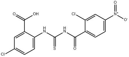 5-CHLORO-2-[[[(2-CHLORO-4-NITROBENZOYL)AMINO]THIOXOMETHYL]AMINO]-BENZOIC ACID Structure