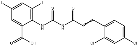 2-[[[[3-(2,4-DICHLOROPHENYL)-1-OXO-2-PROPENYL]AMINO]THIOXOMETHYL]AMINO]-3,5-DIIODO-BENZOIC ACID Struktur