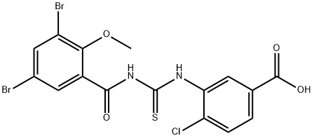 4-CHLORO-3-[[[(3,5-DIBROMO-2-METHOXYBENZOYL)AMINO]THIOXOMETHYL]AMINO]-BENZOIC ACID 结构式