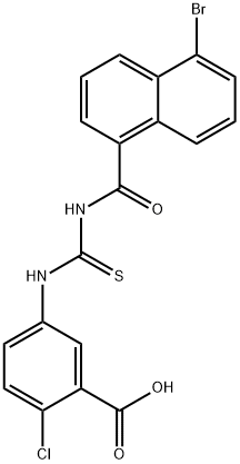 5-[[[[(5-BROMO-1-NAPHTHALENYL)CARBONYL]AMINO]THIOXOMETHYL]AMINO]-2-CHLORO-BENZOIC ACID Structure