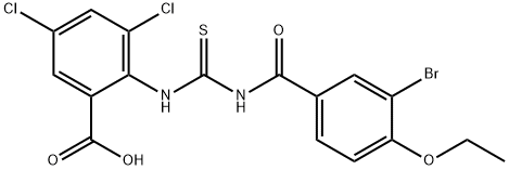 2-[[[(3-BROMO-4-ETHOXYBENZOYL)AMINO]THIOXOMETHYL]AMINO]-3,5-DICHLORO-BENZOIC ACID Structure