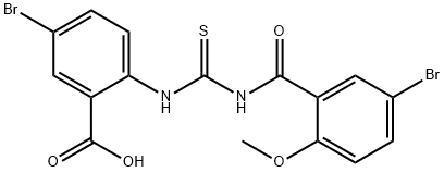 5-BROMO-2-[[[(5-BROMO-2-METHOXYBENZOYL)AMINO]THIOXOMETHYL]AMINO]-BENZOIC ACID Structure