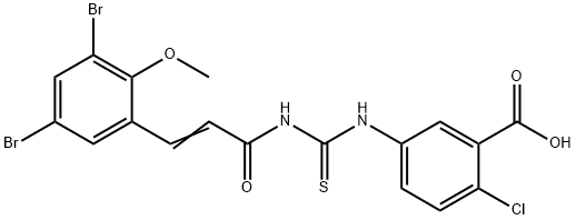 2-CHLORO-5-[[[[3-(3,5-DIBROMO-2-METHOXYPHENYL)-1-OXO-2-PROPENYL]AMINO]THIOXOMETHYL]AMINO]-BENZOIC ACID Structure