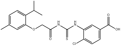 4-CHLORO-3-[[[[[5-METHYL-2-(1-METHYLETHYL)PHENOXY]ACETYL]AMINO]THIOXOMETHYL]AMINO]-BENZOIC ACID 结构式