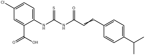 5-CHLORO-2-[[[[3-[4-(1-METHYLETHYL)PHENYL]-1-OXO-2-PROPENYL]AMINO]THIOXOMETHYL]AMINO]-BENZOIC ACID 结构式
