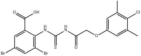 3,5-DIBROMO-2-[[[[(4-CHLORO-3,5-DIMETHYLPHENOXY)ACETYL]AMINO]THIOXOMETHYL]AMINO]-BENZOIC ACID Structure