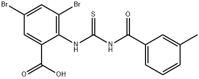 3,5-DIBROMO-2-[[[(3-METHYLBENZOYL)AMINO]THIOXOMETHYL]AMINO]-BENZOIC ACID 化学構造式