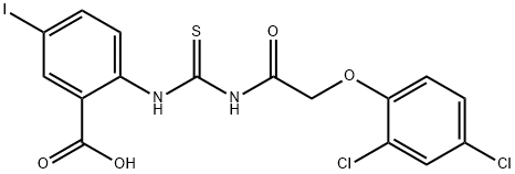 2-[[[[(2,4-DICHLOROPHENOXY)ACETYL]AMINO]THIOXOMETHYL]AMINO]-5-IODO-BENZOIC ACID Struktur