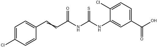 4-CHLORO-3-[[[[3-(4-CHLOROPHENYL)-1-OXO-2-PROPENYL]AMINO]THIOXOMETHYL]AMINO]-BENZOIC ACID Structure