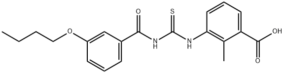 3-[[[(3-BUTOXYBENZOYL)AMINO]THIOXOMETHYL]AMINO]-2-METHYL-BENZOIC ACID 化学構造式