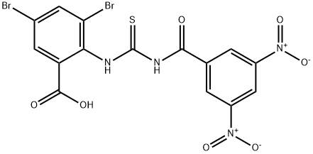 3,5-DIBROMO-2-[[[(3,5-DINITROBENZOYL)AMINO]THIOXOMETHYL]AMINO]-BENZOIC ACID Structure