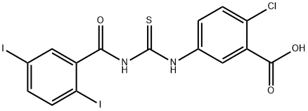 2-CHLORO-5-[[[(2,5-DIIODOBENZOYL)AMINO]THIOXOMETHYL]AMINO]-BENZOIC ACID Struktur