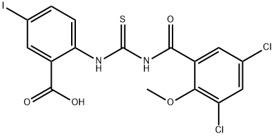 2-[[[(3,5-DICHLORO-2-METHOXYBENZOYL)AMINO]THIOXOMETHYL]AMINO]-5-IODO-BENZOIC ACID,535977-94-7,结构式
