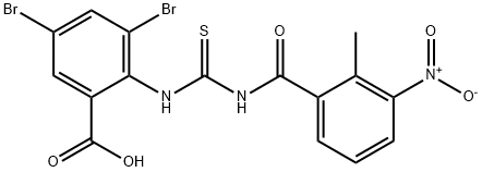 3,5-DIBROMO-2-[[[(2-METHYL-3-NITROBENZOYL)AMINO]THIOXOMETHYL]AMINO]-BENZOIC ACID Structure