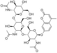 4-METHYLUMBELLIFERYL-N,N',N''-TRIACETYL-BETA-CHITOTRIOSIDE Structure