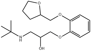 1-[2-(オキソラン-2-イルメチルオキシ)フェニルオキシ]-3-(tert-ブチルアミノ)-2-プロパノール 化学構造式