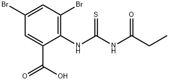 3,5-DIBROMO-2-[[[(1-OXOPROPYL)AMINO]THIOXOMETHYL]AMINO]-BENZOIC ACID Structure