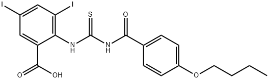 2-[[[(4-BUTOXYBENZOYL)AMINO]THIOXOMETHYL]AMINO]-3,5-DIIODO-BENZOIC ACID Struktur
