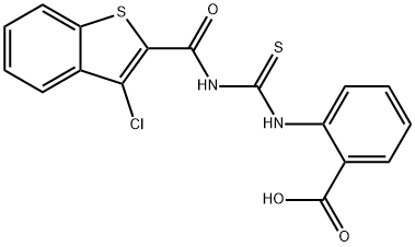 2-[[[[(3-CHLOROBENZO[B]THIEN-2-YL)CARBONYL]AMINO]THIOXOMETHYL]AMINO]-BENZOIC ACID Structure