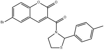 Thiazolidine, 3-[(6-bromo-2-oxo-2H-1-benzopyran-3-yl)carbonyl]-2-(4-methylphenyl)- (9CI) Struktur