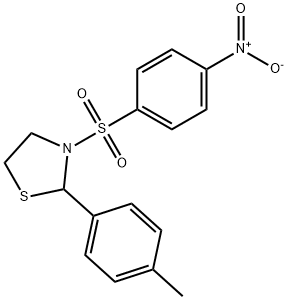 Thiazolidine, 2-(4-methylphenyl)-3-[(4-nitrophenyl)sulfonyl]- (9CI) Structure