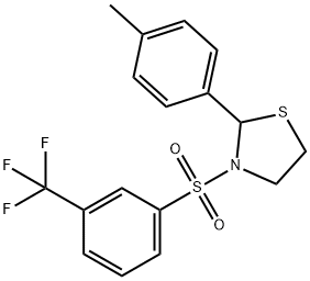 Thiazolidine, 2-(4-methylphenyl)-3-[[3-(trifluoromethyl)phenyl]sulfonyl]- (9CI) Structure