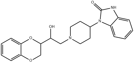 1-[1-[2-(7,10-dioxabicyclo[4.4.0]deca-1,3,5-trien-9-yl)-2-hydroxy-ethyl]-4-piperidyl]-3H-benzoimidazol-2-one 化学構造式