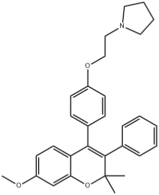 1-[2-[4-(2,2-Dimethyl-7-methoxy-3-phenyl-2H-1-benzopyran-4-yl)phenoxy]ethyl]pyrrolidine Struktur