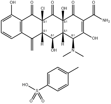 2-Naphthacenecarboxamide, 11a-chloro-4-(dimethylamino)-1,4,4a,5,5a,6,11,11a,12,12a-decahydro-3,5,10,12a-tetrahydroxy-6-methylene-1,11,12-trioxo-, [4S-(4alpha,4aalpha,5alpha,5aalpha,11aalpha,12aalpha)]-, mono(4-methylbenzenesulfonate) (salt)  Structure