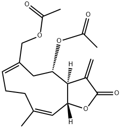 (3aR,4S,11aR)-4-Acetoxy-6-acetoxymethyl-3a,4,5,8,9,11a-hexahydro-10-methyl-3-methylenecyclodeca[b]furan-2(3H)-one Structure