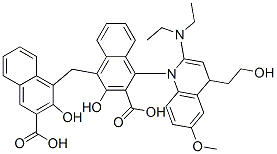 4-[(3-carboxy-2-hydroxy-naphthalen-1-yl)methyl]-3-hydroxy-naphthalene- 2-carboxylic acid, 2-diethylamino-1-(6-methoxyquinolin-4-yl)ethanol,5423-42-7,结构式