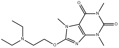 8-[2-(Diethylamino)ethoxy]-3,7-dihydro-1,3,7-trimethyl-1H-purine-2,6-dione 结构式