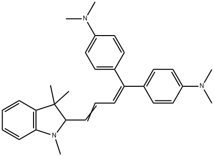 4,4'-[4-[(2,3-ジヒドロ-1,3,3-トリメチル-1H-インドール)-2-イル]-1,3-ブタジエン-1-イリデン]ビス(N,N-ジメチルベンゼンアミン) 化学構造式