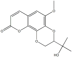 2-(1-ヒドロキシ-1-メチルエチル)-5-メトキシ-2,3-ジヒドロ-7H-ピラノ[2,3-g]-1,4-ベンゾジオキシン-7-オン 化学構造式