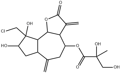 2,3-ジヒドロキシ-2-メチルプロパン酸9-(クロロメチル)ドデカヒドロ-8,9-ジヒドロキシ-3,6-ジメチレン-2-オキソアズレノ[4,5-b]フラン-4-イル 化学構造式