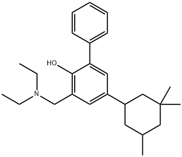 2-(diethylaminomethyl)-6-phenyl-4-(3,3,5-trimethylcyclohexyl)phenol Struktur