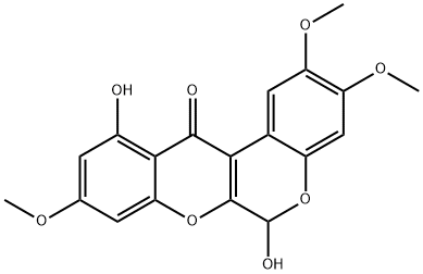 6,11-Dihydroxy-2,3,9-trimethoxy[1]benzopyrano[3,4-b][1]benzopyran-12(6H)-one Structure