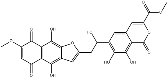 6-[2-(5,8-Dihydro-4,9-dihydroxy-7-methoxy-5,8-dioxonaphtho[2,3-b]furan-2-yl)-1-hydroxyethyl]-7,8-dihydroxy-1-oxo-1H-2-benzopyran-3-carboxylic acid methyl ester Struktur