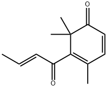4,6,6-トリメチル-5-[(E)-1-オキソ-2-ブテニル]-2,4-シクロヘキサジエン-1-オン 化学構造式