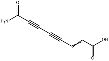 (2E)-8-アミノ-8-オキソ-2-オクテン-4,6-ジイン酸 化学構造式