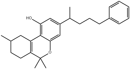 7,8,9,10-テトラヒドロ-3-(1-メチル-4-フェニルブチル)-6,6,9-トリメチル-6H-ジベンゾ[b,d]ピラン-1-オール 化学構造式