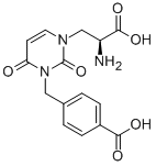 4-{[3-(2-アミノ-2-カルボキシエチル)-2,6-ジオキソ-1,2,3,6-テトラヒドロピリミジン-1-イル]メチル}安息香酸 化学構造式