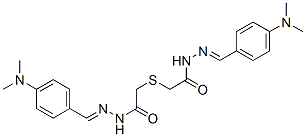 N-[(4-dimethylaminophenyl)methylideneamino]-2-[[(4-dimethylaminophenyl )methylideneamino]carbamoylmethylsulfanyl]acetamide Struktur