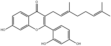 2-(2,4-Dihydroxyphenyl)-3-(3,7-dimethyl-2,6-octadienyl)-7-hydroxy-4H-1-benzopyran-4-one Structure