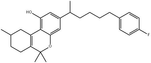 7,8,9,10-Tetrahydro-3-[5-(p-fluorophenyl)-1-methylpentyl]-6,6,9-trimethyl-6H-dibenzo[b,d]pyran-1-ol Struktur
