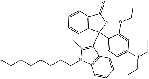 1(3H)-Isobenzofuranone, 3-4-(diethylamino)-2-ethoxyphenyl-3-(2-methyl-1-octyl-1H-indol-3-yl)- Struktur