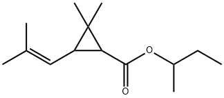 butan-2-yl 2,2-dimethyl-3-(2-methylprop-1-enyl)cyclopropane-1-carboxyl ate Struktur