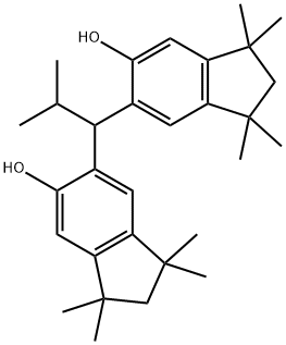 6,6'-(2-メチルプロピリデン)ビス[2,3-ジヒドロ-1,1,3,3-テトラメチル-1H-インデン-5-オール] 化学構造式