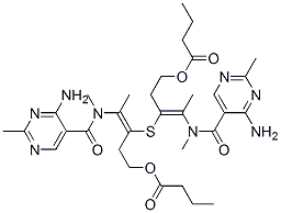[(Z)-4-[(4-amino-2-methyl-pyrimidin-5-yl)methyl-formyl-amino]-3-[(E)-2-[(4-amino-2-methyl-pyrimidin-5-yl)methyl-formyl-amino]-5-butanoyloxy-pent-2-en-3-yl]sulfanyl-pent-3-enyl] butanoate Struktur