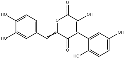 3-Hydroxy-4-(2,5-dihydroxyphenyl)-6-[(3,4-dihydroxyphenyl)methylene]-2H-pyran-2,5(6H)-dione Structure